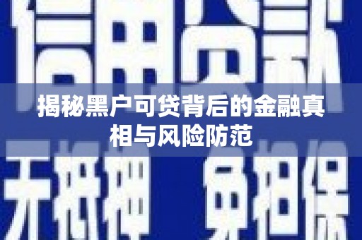 历下揭秘黑户可贷背后的金融真相与风险防范