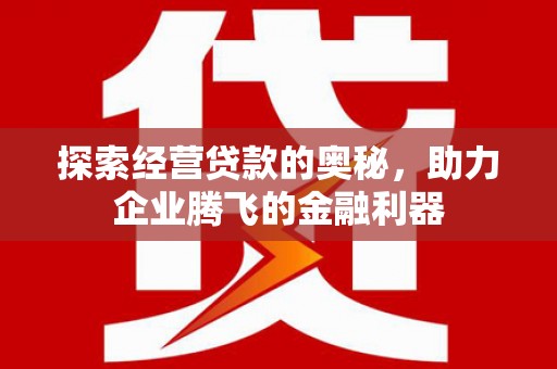 历下探索经营贷款的奥秘，助力企业腾飞的金融利器