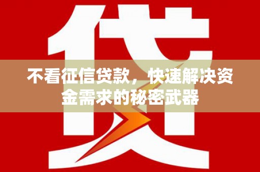 历下不看征信贷款，快速解决资金需求的秘密武器