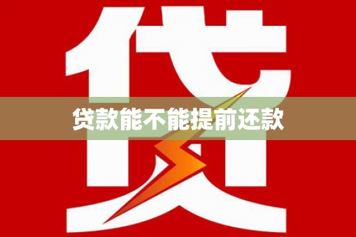 历下贷款能不能提前还款
