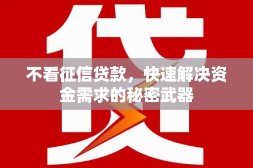历下不看征信贷款，快速解决资金需求的秘密武器