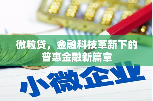 历下微粒贷，金融科技革新下的普惠金融新篇章