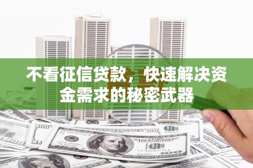 历下不看征信贷款，快速解决资金需求的秘密武器