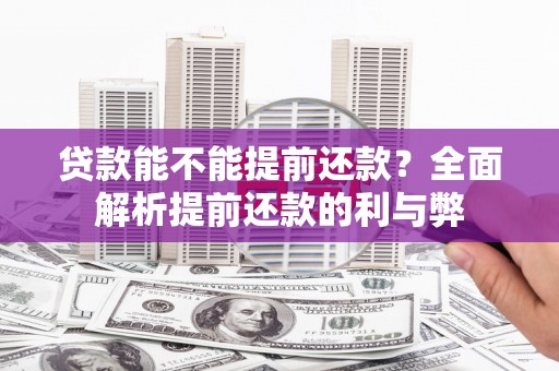 历下贷款能不能提前还款？全面解析提前还款的利与弊